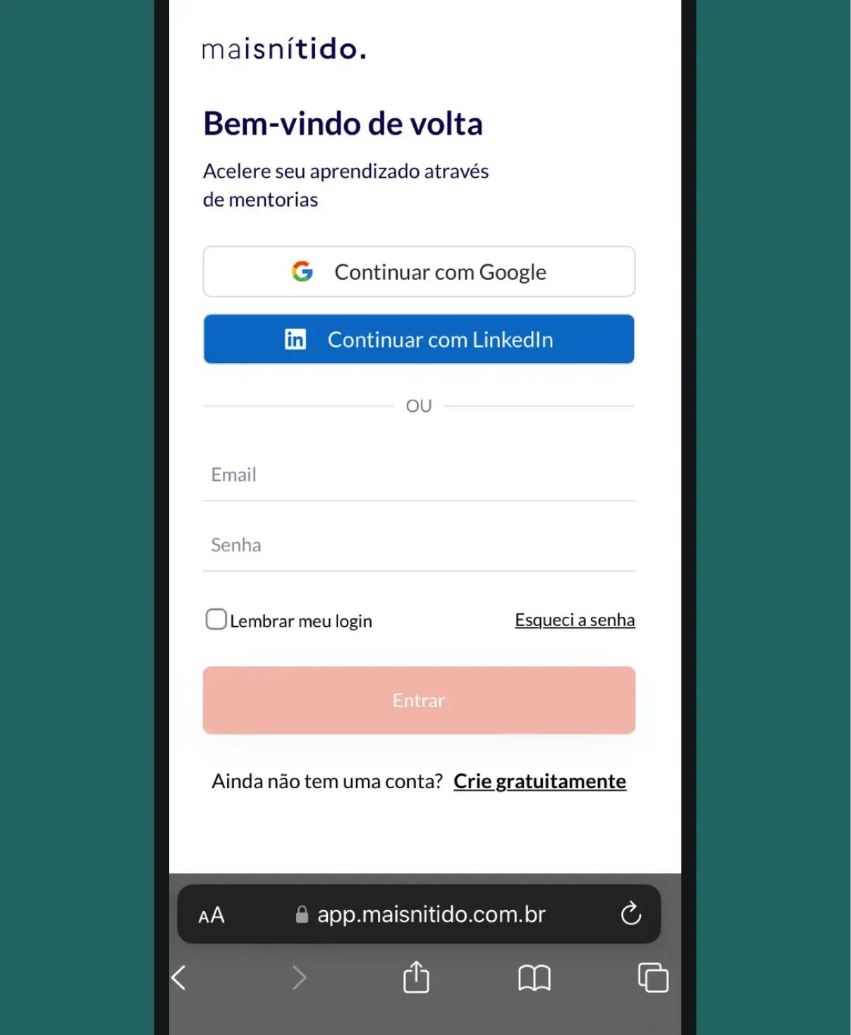 Mentor search screen on mobile.