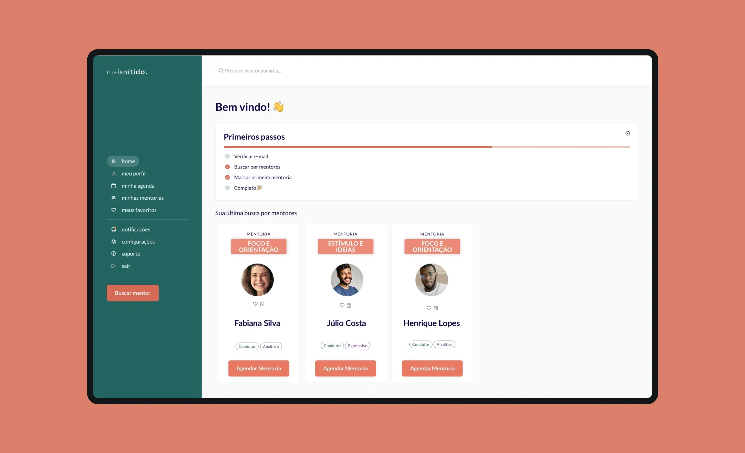 Match results, listing the most compatible mentors.